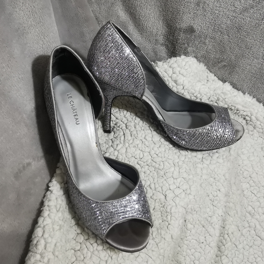 Le Chateau Peep Toe Glitter Heel